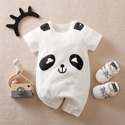 Cuddle Cub – White Bear Print Cotton Romper for Babies