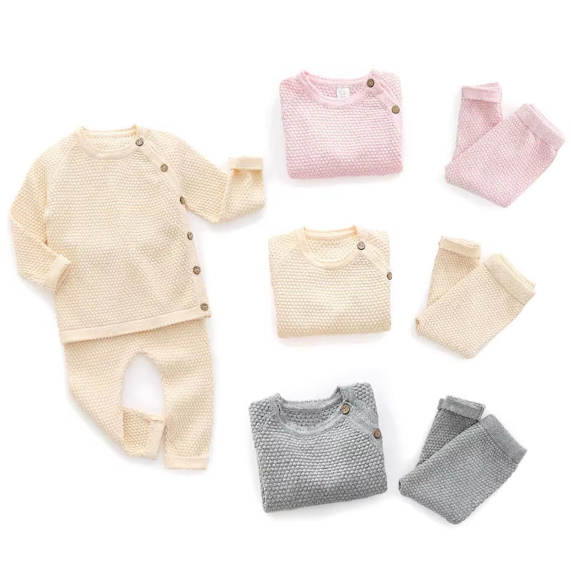 SnuggleNest – Spring Cotton Knitwear Set for Babies