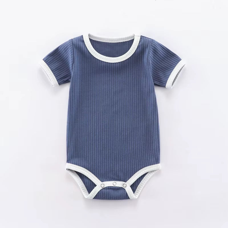 SoftNest – Ribbed Cotton Short Sleeve Romper for Newborns
